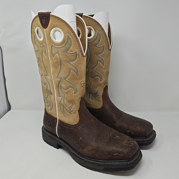 Ariat men 10EE workhog steel wide square toe boots slip oil resistant leather - Picture 11 of 11